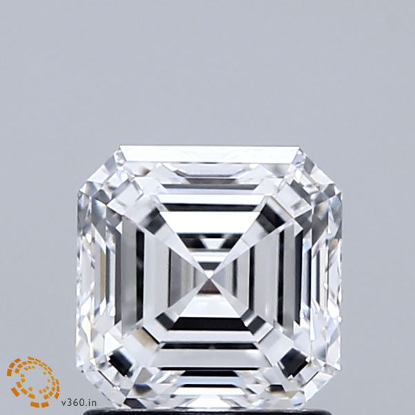1.54 Carat Asscher Lab Grown Diamond, Excellent Polish, D Color, VVS2 Clarity