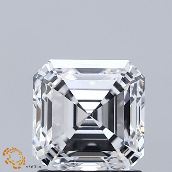 1.56 Carat Asscher Lab Grown Diamond, Excellent Polish, E Color, VS1 Clarity