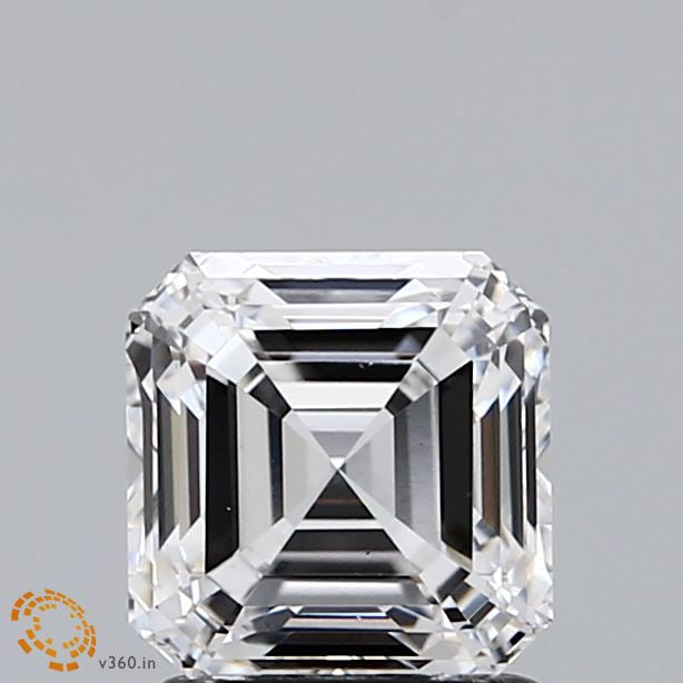 1.60 Carat Asscher Lab Grown Diamond, Excellent Polish, D Color, VS1 Clarity