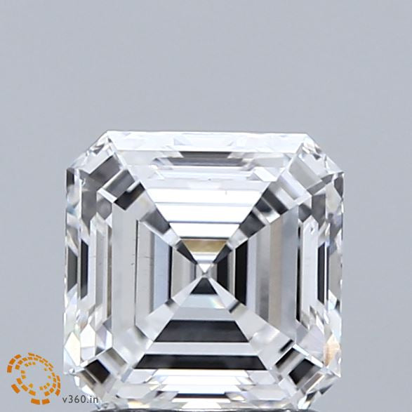 1.60 Carat Asscher Lab Grown Diamond, Excellent Polish, D Color, VS1 Clarity