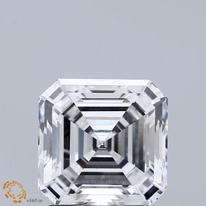 2.09 Carat Asscher Lab Grown Diamond, Excellent Polish, D Color, VS1 Clarity