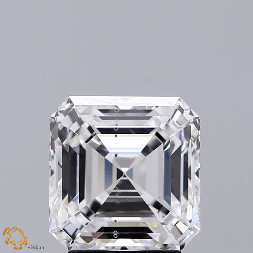 3.04 Carat Asscher Lab Grown Diamond, Excellent Polish, E Color, SI1 Clarity
