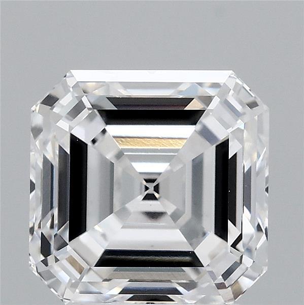 3.07 Carat Asscher Lab Grown Diamond, Excellent Polish, D Color, VVS2 Clarity