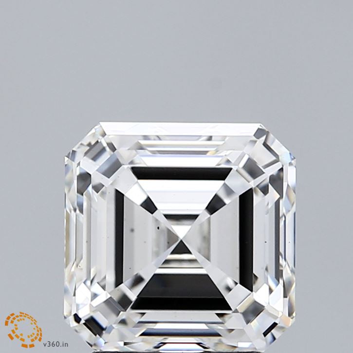 3.09 Carat Asscher Lab Grown Diamond, Excellent Polish, F Color, VS2 Clarity