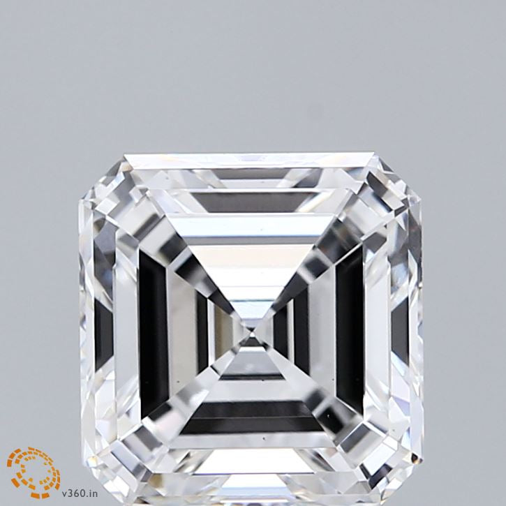 3.14 Carat Asscher Lab Grown Diamond, Excellent Polish, D Color, VS1 Clarity