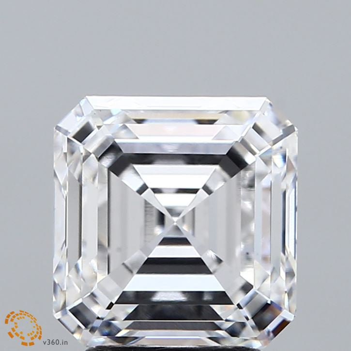 3.25 Carat Asscher Lab Grown Diamond, Excellent Polish, D Color, VS1 Clarity