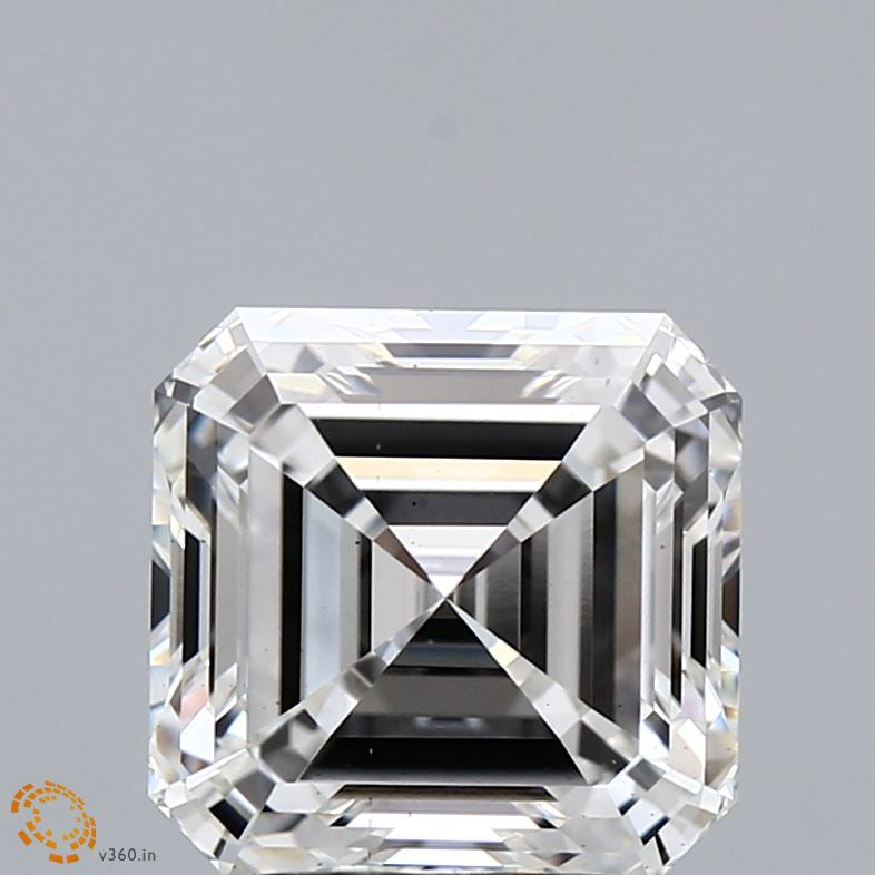 3.27 Carat Asscher Lab Grown Diamond, Excellent Polish, F Color, VS2 Clarity