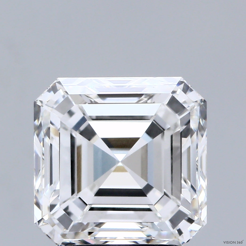 3.93 Carat Asscher Lab Grown Diamond, Excellent Polish, E Color, VVS2 Clarity