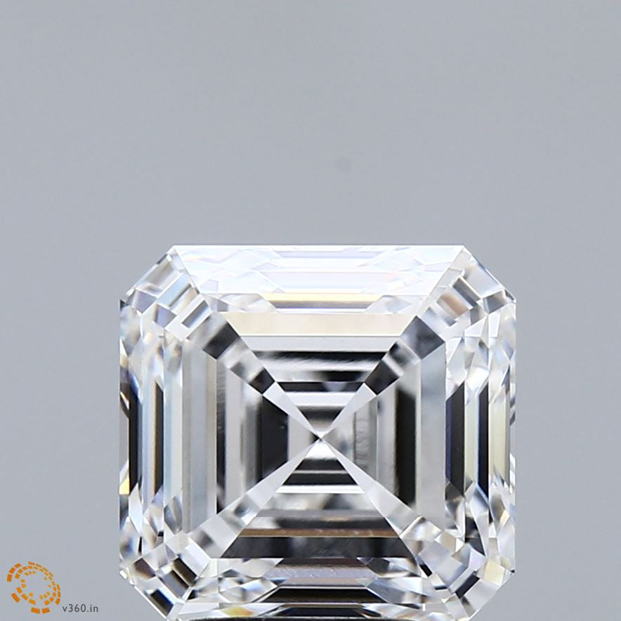 4.06 Carat Asscher Lab Grown Diamond, Excellent Polish, E Color, VVS1 Clarity