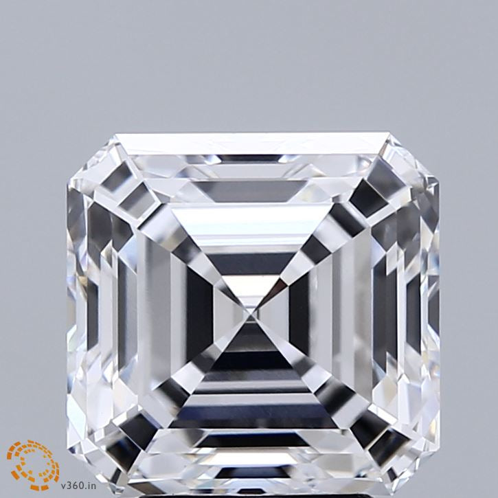 4.15 Carat Asscher Lab Grown Diamond, Excellent Polish, D Color, VVS2 Clarity