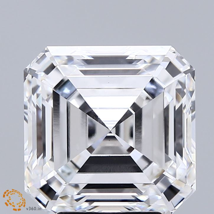 5.04 Carat Asscher Lab Grown Diamond, Excellent Polish, D Color, VS1 Clarity