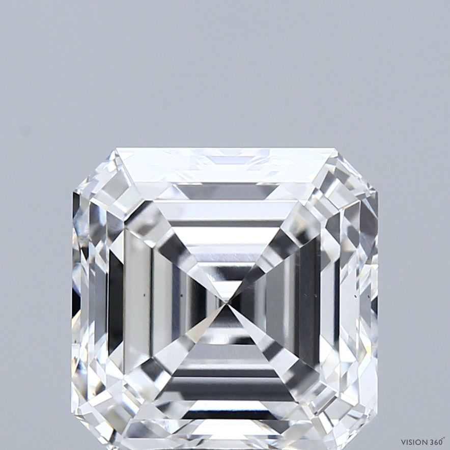 5.04 Carat Asscher Lab Grown Diamond, Excellent Polish, D Color, VS2 Clarity