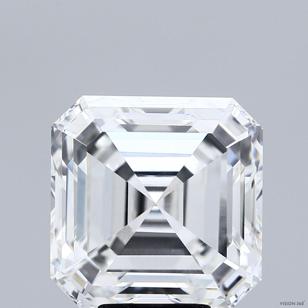 8.17 Carat Asscher Lab Grown Diamond, Excellent Polish, F Color, VVS2 Clarity