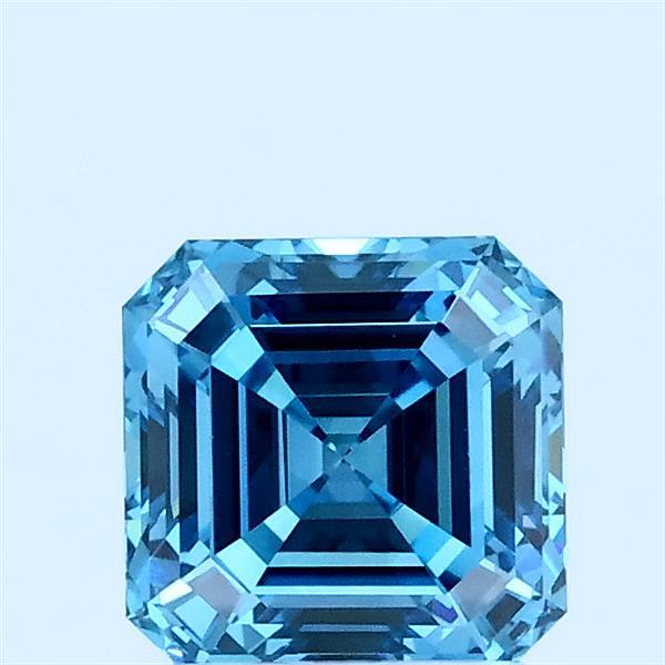 1.02 Carat Asscher Lab Grown Diamond, Fancy Vivid Blue Color, VVS2 Clarity