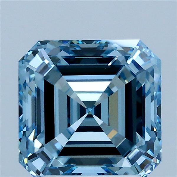 2.51 Carat Asscher Lab Grown Diamond, Fancy Vivid Blue Color, VVS2 Clarity
