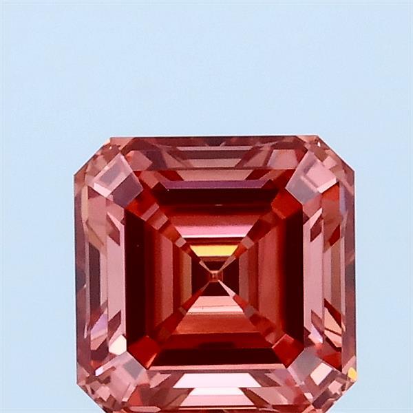 1.10 Carat Asscher Lab Grown Diamond, Fancy Vivid Pink Color, VVS2 Clarity