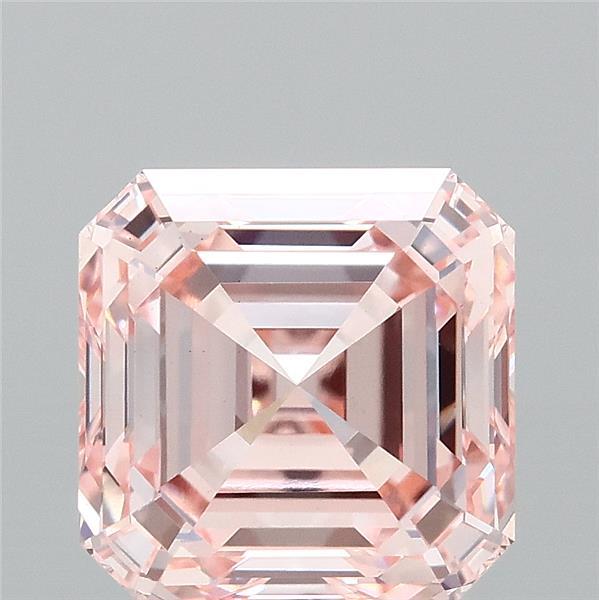 3.27 Carat Asscher Lab Grown Diamond, Fancy Intense Pink Color, VS1 Clarity