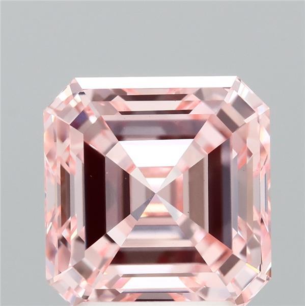 3.06 Carat Asscher Lab Grown Diamond, Fancy Intense Pink Color, VS1 Clarity