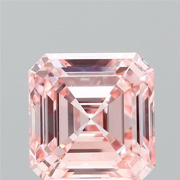 3.03 Carat Asscher Lab Grown Diamond, Fancy Intense Pink Color, VS2 Clarity