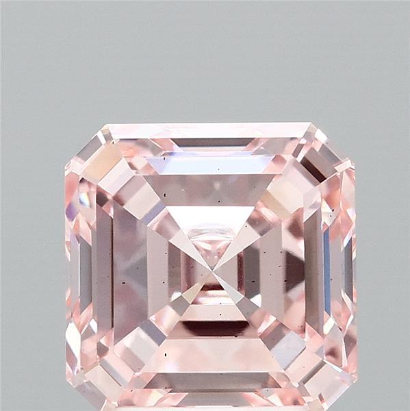 3.13 Carat Asscher Lab Grown Diamond, Fancy Intense Pink Color, VS2 Clarity