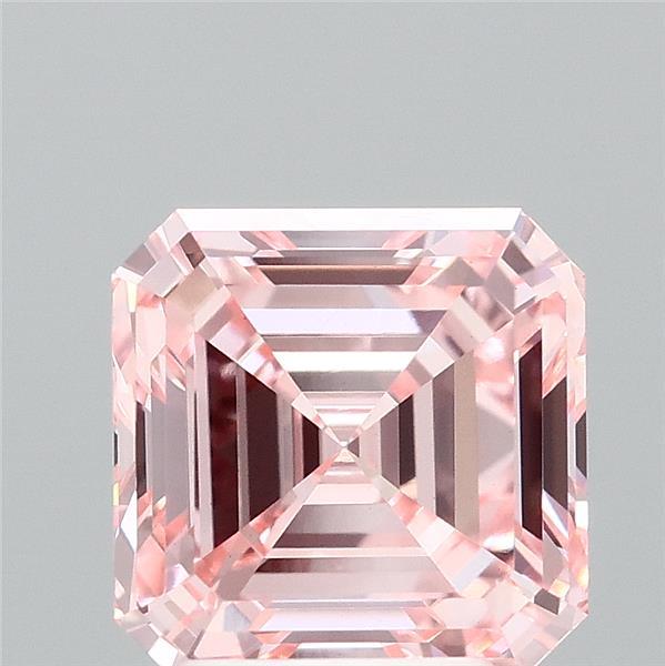 3.00 Carat Asscher Lab Grown Diamond, Fancy Intense Pink Color, VVS2 Clarity