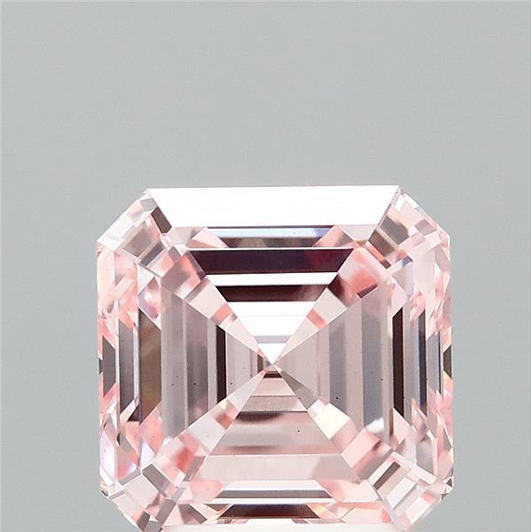 3.07 Carat Asscher Lab Grown Diamond, Fancy Intense Pink Color, VS1 Clarity