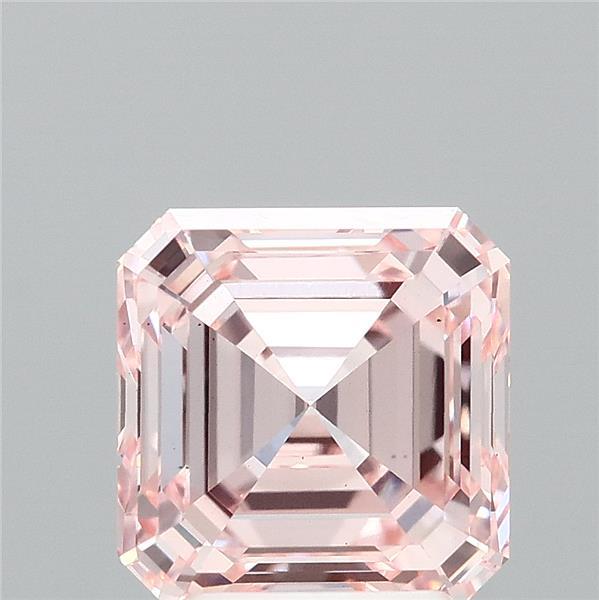 3.16 Carat Asscher Lab Grown Diamond, Fancy Intense Pink Color, VS1 Clarity