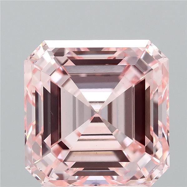 3.20 Carat Asscher Lab Grown Diamond, Fancy Intense Pink Color, VS1 Clarity