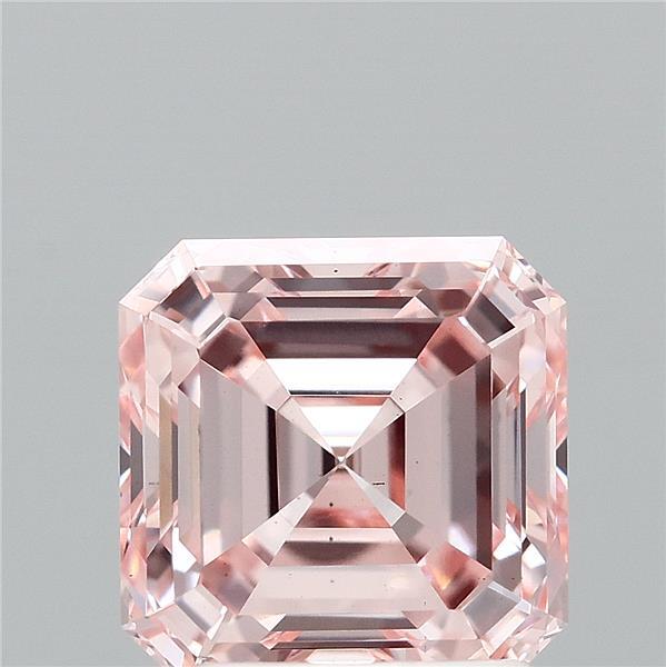 2.02 Carat Asscher Lab Grown Diamond, Fancy Intense Pink Color, VS2 Clarity