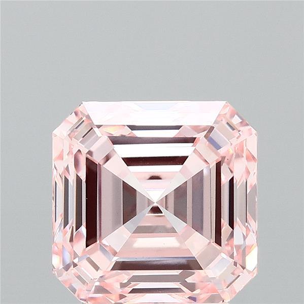3.30 Carat Asscher Lab Grown Diamond, Fancy Intense Pink Color, VS1 Clarity
