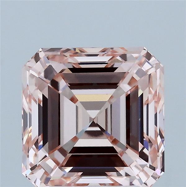3.09 Carat Asscher Lab Grown Diamond, Fancy Intense Pink Color, VVS2 Clarity