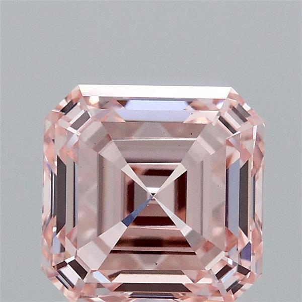 1.92 Carat Asscher Lab Grown Diamond, Fancy Intense Pink Color, VS1 Clarity