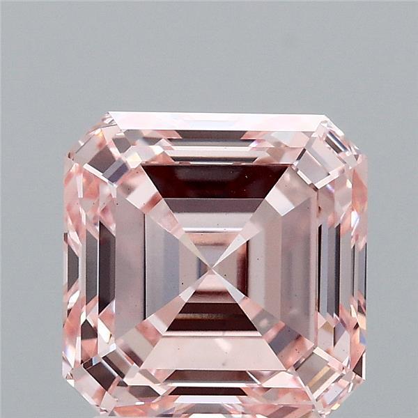 3.15 Carat Asscher Lab Grown Diamond, Fancy Intense Pink Color, VS1 Clarity