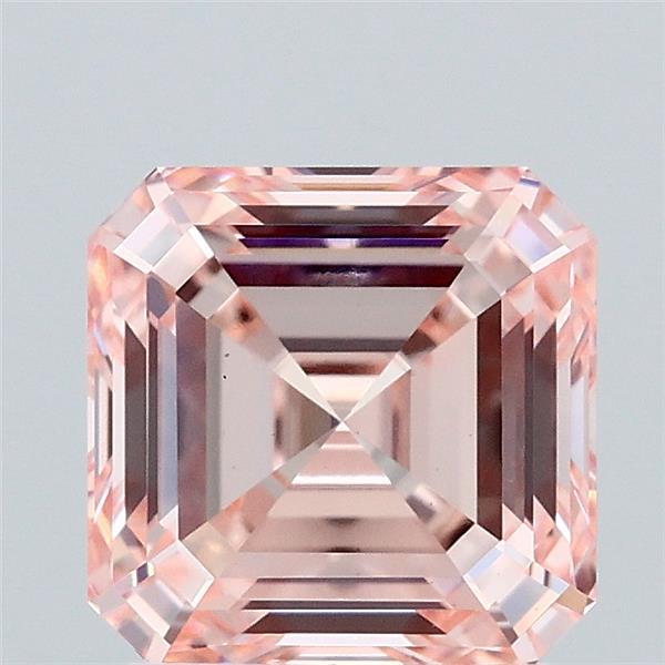 2.06 Carat Asscher Lab Grown Diamond, Fancy Intense Pink Color, VS1 Clarity