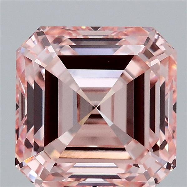 3.08 Carat Asscher Lab Grown Diamond, Fancy Intense Pink Color, VS1 Clarity