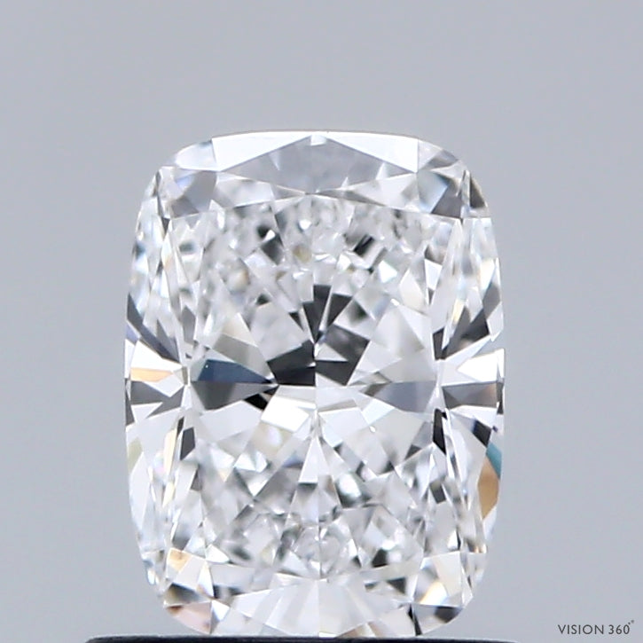 0.95 Carat Cushion Lab Grown Diamond, Excellent Polish, D Color, VVS2 Clarity