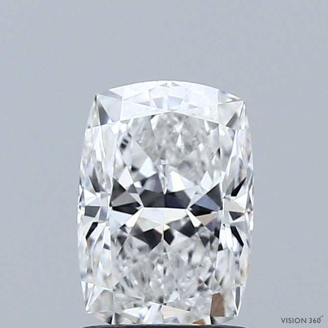 1.39 Carat Cushion Lab Grown Diamond, Excellent Polish, E Color, VVS2 Clarity