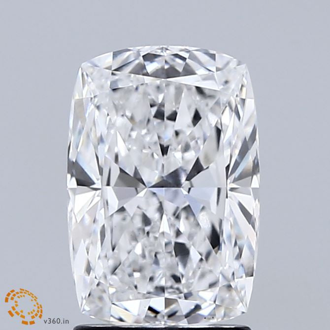 2.00 Carat Cushion Lab Grown Diamond, Excellent Polish, D Color, VS1 Clarity