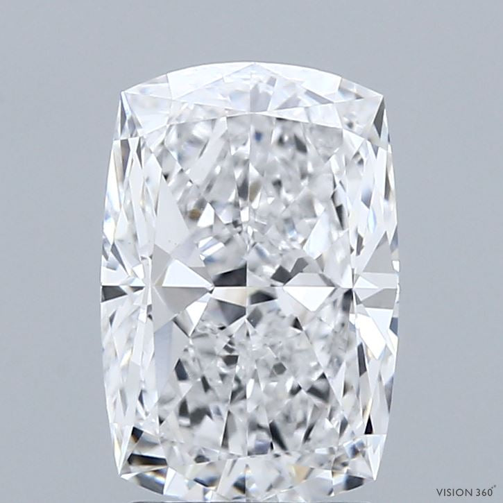 2.50 Carat Cushion Lab Grown Diamond, Excellent Polish, D Color, VVS2 Clarity
