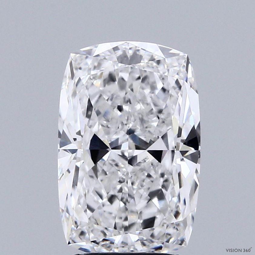 3.09 Carat Cushion Lab Grown Diamond, Excellent Polish, D Color, VVS2 Clarity