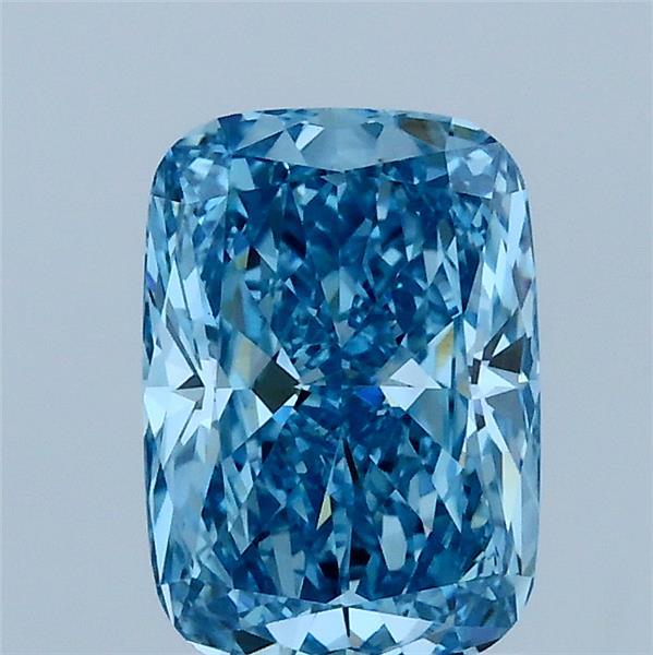 1.45 Carat Cushion Lab Grown Diamond, Fancy Vivid Blue Color, VS1 Clarity