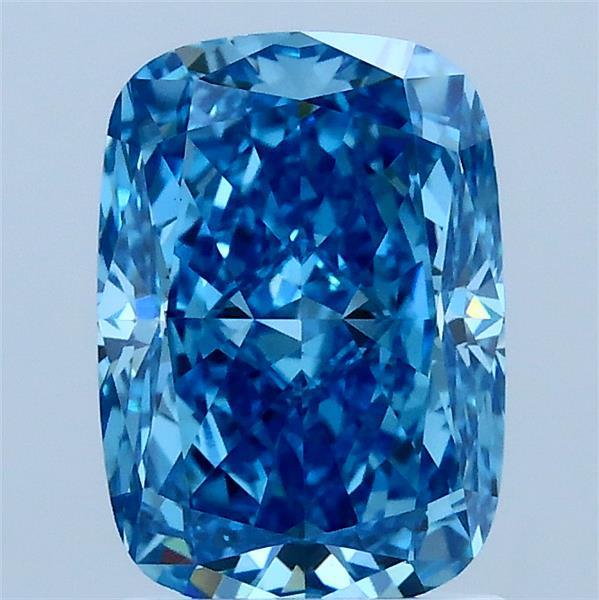 2.01 Carat Cushion Lab Grown Diamond, Fancy Vivid Blue Color, VS1 Clarity