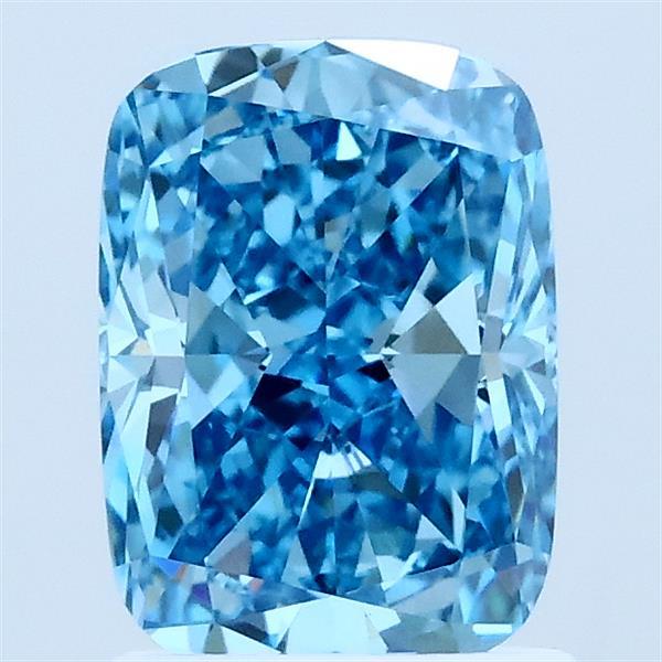 1.56 Carat Cushion Lab Grown Diamond, Fancy Vivid Blue Color, VS1 Clarity
