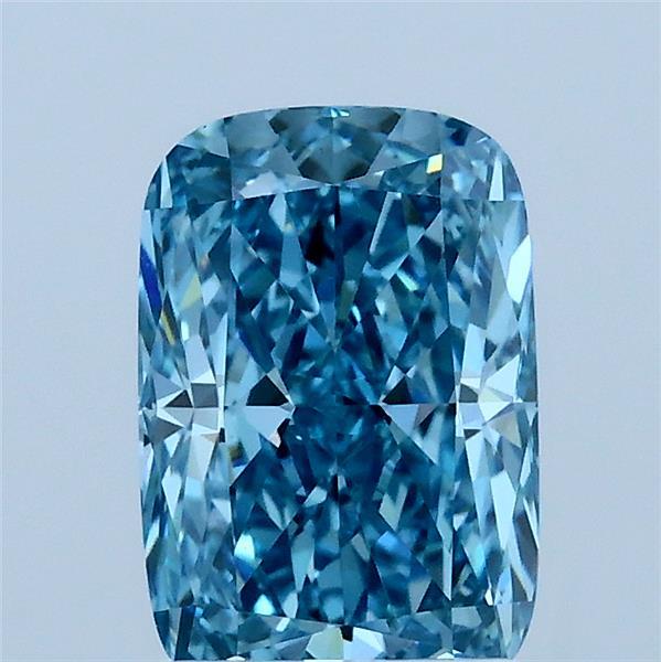 1.60 Carat Cushion Lab Grown Diamond, Fancy Vivid Blue Color, VS1 Clarity