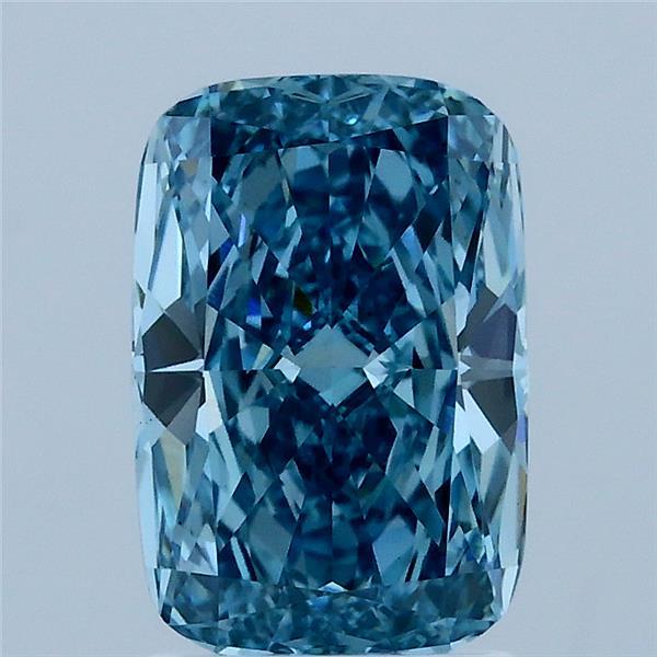 2.02 Carat Cushion Lab Grown Diamond, Fancy Vivid Blue Color, VS1 Clarity
