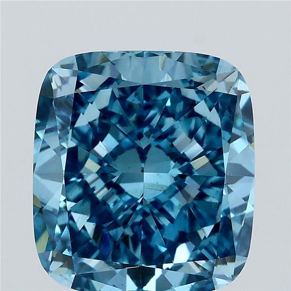 3.51 Carat Cushion Lab Grown Diamond, Fancy Vivid Blue Color, VS2 Clarity