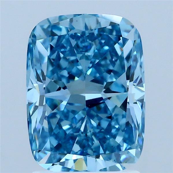 2.23 Carat Cushion Lab Grown Diamond, Fancy Vivid Blue Color, VS1 Clarity