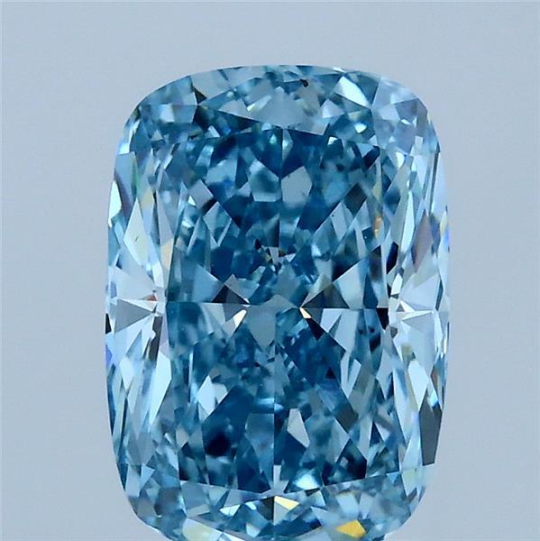 2.14 Carat Cushion Lab Grown Diamond, Fancy Vivid Blue Color, VS2 Clarity