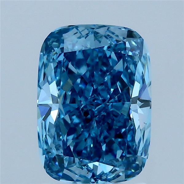 2.02 Carat Cushion Lab Grown Diamond, Fancy Vivid Blue Color, VS1 Clarity