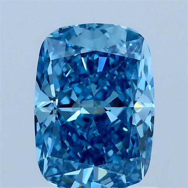 1.15 Carat Cushion Lab Grown Diamond, Fancy Vivid Blue Color, VS1 Clarity